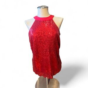 No Boundaries sequins Vibrant Red Top